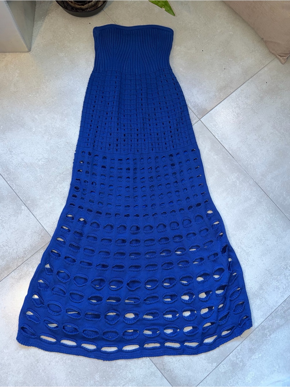 Strapless Knit Maxi Dress in Cobalt Blue